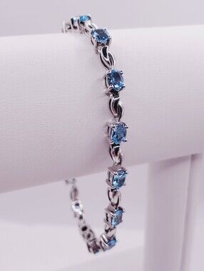 5 Carat Blue Topaz Tennis Bracelet - 925 Sterling Silver